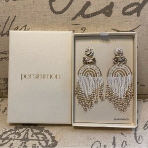 Persimmon Glass Beaded Earrings NIB